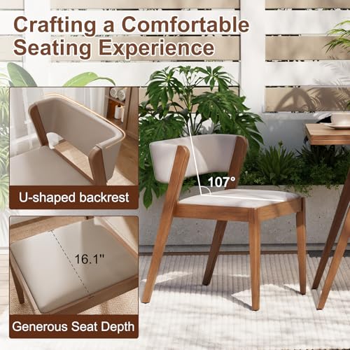 AnywaysWood Solid Wood Outdoor Patio Dining Table Set,3 PCS Bistro Dining Table Set of 2 with upholstered Chairs Patio Conversation Set Stackable Chair and Table Design for Lawn,Deck,Backyard,Walnut - size: 31.5“ x 23.6” x 29.9“