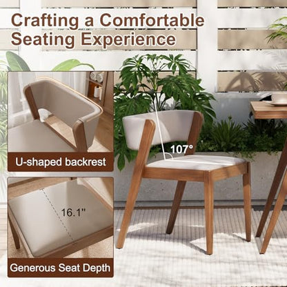 AnywaysWood Solid Wood Outdoor Patio Dining Table Set,3 PCS Bistro Dining Table Set of 2 with upholstered Chairs Patio Conversation Set Stackable Chair and Table Design for Lawn,Deck,Backyard,Walnut - size: 31.5“ x 23.6” x 29.9“