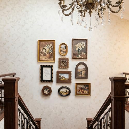 Mixed Shape Vintage Picture Frame Set | 10 Pack Decorative Frames for Home Gallery Wall & Tabletop Display - size: 10PCS
