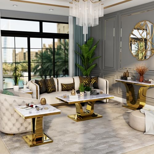 Gold Console Table, White and Gold Living Room Sofa Table, 50" Rectangle Console Table for Entryway, Living Room, Office, Foyer, Front Hall, Hallway - color: Gold
