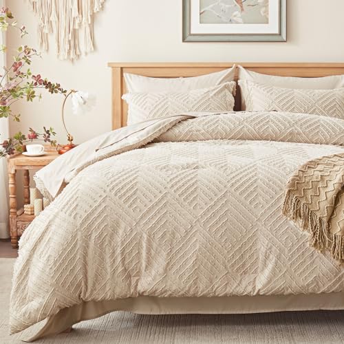 Zzlpp Full Size Comforter Sets 7 Piece,Beige Bed in a Bag Full Bedding Set | Boho Tufted, OEKO-TEX Certified, Luxury, Lightweight, All Season, Down Alternative Comforter, Breathable sheets & pillowcases - color: 01 - Beige, size: Full