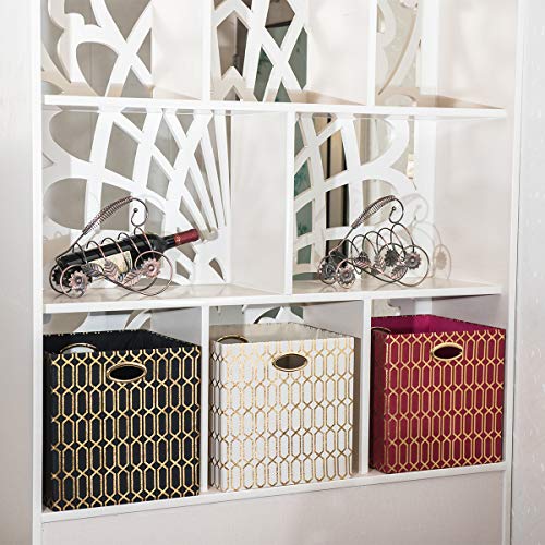 Posprica Storage Bins, Storage Cubes,13×13 Fabric Drawers Organizer Basket Boxes Containers (13×13×13/4pcs, Black/gold geometry Pattern) - color: Black/gold geometry Pattern, size: 13×13×13/4pcs