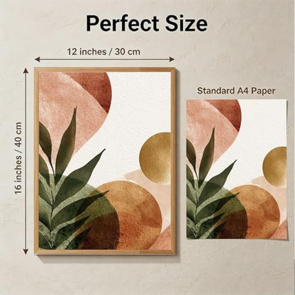 Light Oak Framed Abstract Botanical Poster Canvas Print Art Modern Minimalist Aesthetic Wall Art Painting Pictures Wall Decor Elegant Home Decoration for Living Room Bedroom Office Apartment (Light Oak,12W"X16L")