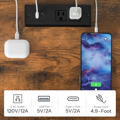 HOOBRO Nightstand with Charging Station, Side Table with 3 Drawers and Storage Shelf, End Table with USB Port, Retro Industrial Style Bedside Table, for Living Room, Bedroom, Rustic Brown BF461BZ01G2