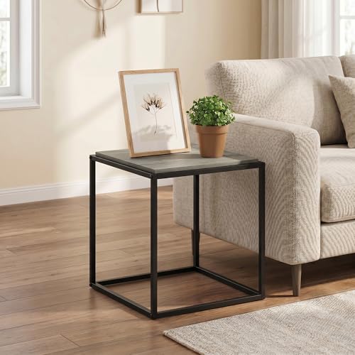 1-Tier Stackable Metal Frame End Table, Toolless Assembly Night Stand, Bedside Table, Side Table, for Bedroom, Living Room, French Oak Grey - color: French Oak Grey