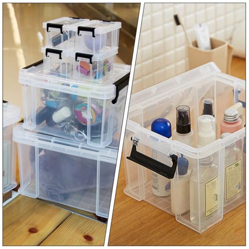 Ipetboom 5pcs Mini Plastic Storage Bins with Lids Small Tote Boxes Portable Organizer for Home and Office Storage
