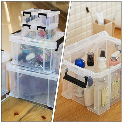 Ipetboom 5pcs Mini Plastic Storage Bins with Lids Small Tote Boxes Portable Organizer for Home and Office Storage