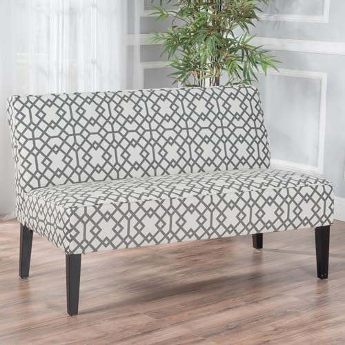 50" Small Loveseat Sofa, Comfy Mini Fabric Sofa Couch for Small Spaces, 2 Seater Armless Sofa with Solid Wood Legs for Living Room, Dorm, Office, Bedroom (Grey 1) - color: Grey 1