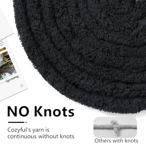 Cozyful Chunky Yarn for Hand Knitting - #10 Chunky Chenille Yarn, Jumbo Big Thick Chunky Yarns for Crocheting, Super Bulky Chunky Knit Blanket Yarns, 8 Skein (22 yds 8 oz Each Skein), Black - color: Black