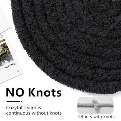 Cozyful Chunky Yarn for Hand Knitting - #10 Chunky Chenille Yarn, Jumbo Big Thick Chunky Yarns for Crocheting, Super Bulky Chunky Knit Blanket Yarns, 8 Skein (22 yds 8 oz Each Skein), Black - color: Black
