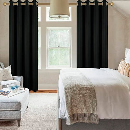 Diraysid Black Grommet Blackout Curtains for Bedroom Thermal Insulated Room Darkening Curtains Drapes, 66 x 95 inch, 2 Panels - color: Black, size: 66"W x 95"L (Pack of 2)