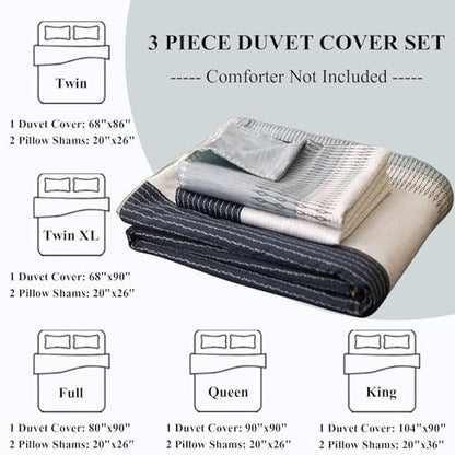 LifeTB 100% Cotton Boy Stripe Duvet Cover Twin White Blue Gray Stripe Comforter Cover Modern Soft Geometric Stripe Bedding Set Simple Style Men Adults Duvet Quilt Cover with 2 Pillowcases - color: A3# Modern Stripe, size: Twin(68"x86")
