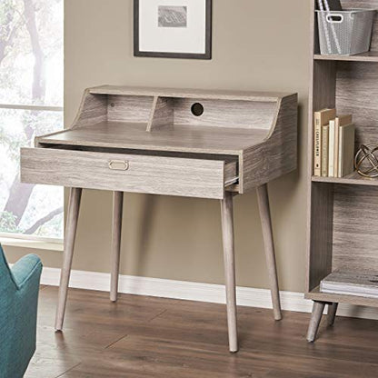 Christopher Knight Home Ellison Mid-Century Modern Fiberboard Home Office Desk, Grey Oak Finish
