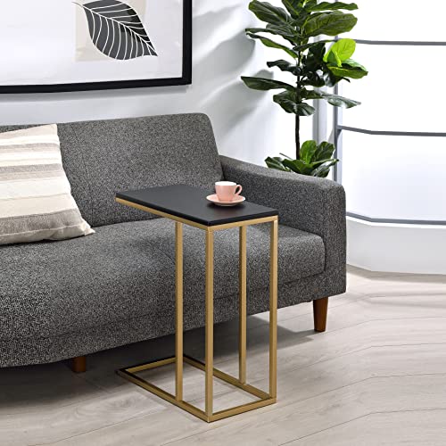 Kings Brand C Table for Sofa, Bed & Living Room, Gold Metal End Table | Space-Saving C-Shaped Design Slides Under Sofas, Beds & Chairs to Keep Drinks, Laptops & Everyday Essentials Nearby