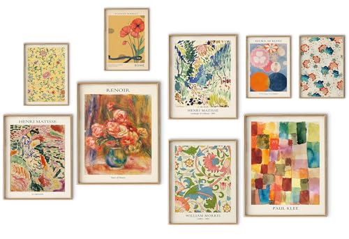 Colorful Eclectic Wall Art Poster Prints,Set of 9 Abstract Wall Decor for Dorm Bedroom,Trendy Aesthetic Pictures for Teens Boys Girls, Maximalist Posters Wall Decorations - color: Colorful
