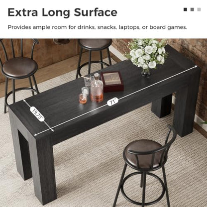 71" Long Bar Table, Rectangular 35.5" Counter Height Table, Double-Sided High Top Pub Table for Home Bar Kitchen Dining Room, Black