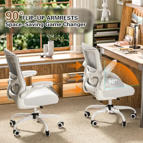 Ergonomic Office Chair for Long Hours, Adjustable Padded Lumbar Support for Lower Back Relief, 330 lb Capacity, Comfortable Computer Desk Chair for Home Office, Work & Study