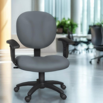 Romig Comfort Series Swivel Fabric Computer Task Chair with Adjustable Arms - Grey