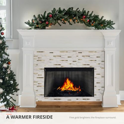 StyloVue 20 Sheets Peel and Stick Backsplash for Kitchen, Sparkle White Marble Look with Gold Metal, Glossy Finish, Stick on Tile for Kitchen Backsplash, RV, Fireplace - color: Sparkle White Marble