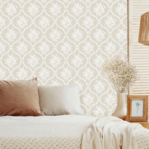 TACHIO Floral Peel and Stick Wallpaper French Country Contact Paper 17.5" x 118" Waterproof Self Adhesive Wall Paper for Bedroom Living Room & Accent Walls Vinyl Removable Renter Friendly - size: 17.5" x 118"