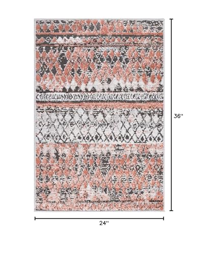 Rugs.com Leipzig Collection Area Rug – 2' x 3' Salmon Low-Pile Rug Perfect for Entryways, Kitchens, Breakfast Nooks, Accent Pieces - color: Salmon, size: 2 x 3 feet Rectangular