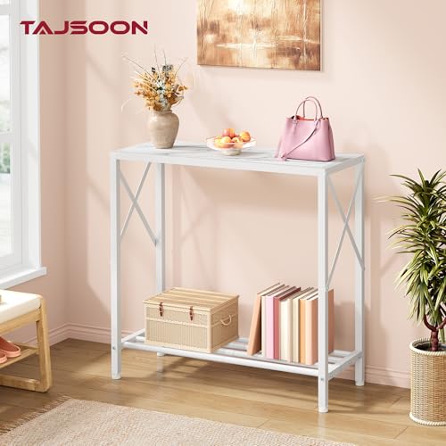 Narrow Console Table, 2 Tier Small Foyer Table Entryway White - color: White, size: 28.3" L