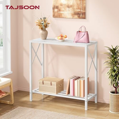 Narrow Console Table, 2 Tier Small Foyer Table Entryway White - color: White, size: 28.3" L