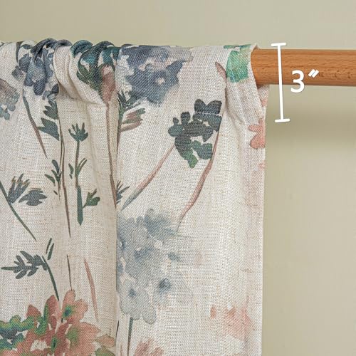 MYSKY HOME Floral Linen Kitchen Tier Cafe Curtains 36 Inch Length 2 Panels Farmhouse Semi Sheer Privacy Small Window Treatments Rod Pocket for Bathroom Basement, Brown, 30" Each Panel - color: A-brown, size: 30"W x 36"L (Pack of 2)