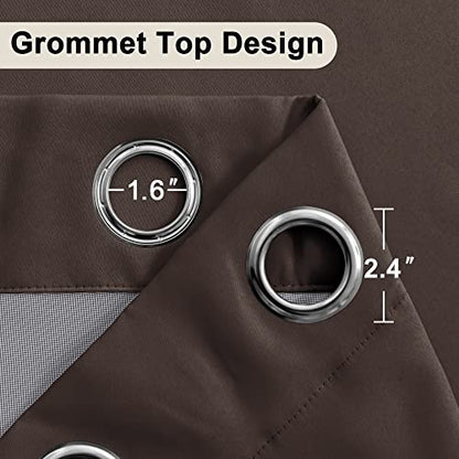 XWZO 100% Blackout Curtains 54 Inches Long with Tiebacks- Thermal Insulated & Energy Efficiency Window Draperies Grommet Top with Black Liner for Basement, Brown, W38 x L54, Set of 2 - color: Brown, size: 38"W x 54"L (Pack of 2)