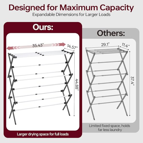Extra Large Clothes Drying Rack，14.57"D × 44.88"H - color: Grey White, size: Small