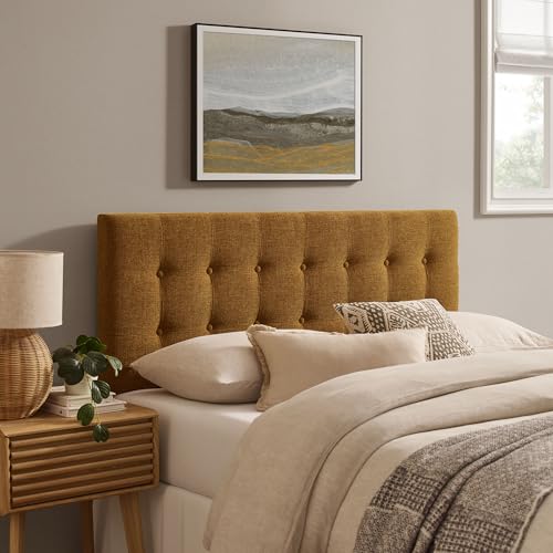 Modway Emily Full Size Performance Fabric Headboard in Copper - Linen-Like Upholstery with Button Tufting and 7 Adjustable Height Positions - color: Copper, size: Full
