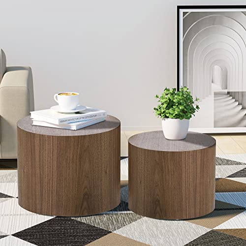 Walnut Nesting Coffee Table Set of 2 - color: Ca-walnut