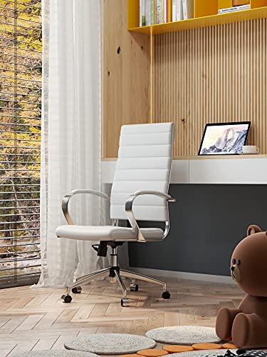 lux Modern Desk Chairs with Wheels and arms Ergo Chairs high Back Chair Computer Leather Modern Chair Leather Office Executive Chair (4020-gray) - color: 4020-gray