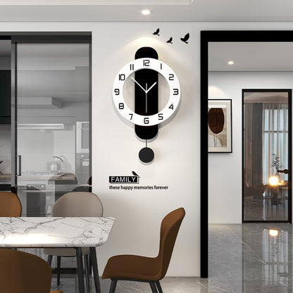 Modern Wall Clock Battery Operated Large Clocks for Living Room | Home Decor Non Ticking Silent Classic Decorative Clocks Pendulum for Bedroom,Office,Kitchen,Dining Room,Bathroom, 12.6x24.4in - size: 12.6*24 inch