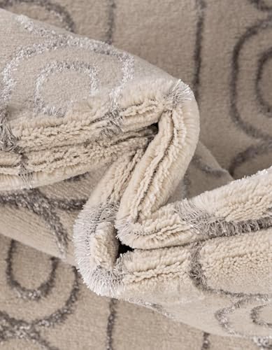 Rugs.com - Vogue Geo Rug – 12 Ft Runner White and Silver High Pile Modern Runner Rug for Hallways and Entryways - color: White and Silver, size: 2'7" x 12' (Runner)