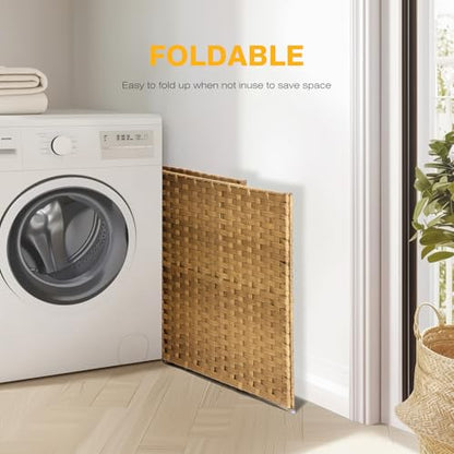 NEWBULIG 110L Extra Large Divided Laundry Hamper with Lid, 2 Section Collapsible Dirty Clothes Basket, Dual Removable Liner Bags for Bedroom, Bathroom, Closet and Dorm Room Organization Goose Yellow - color: Goose Yellow