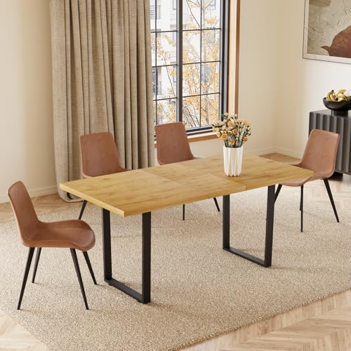 Mid-Century Extendable Dining Table Set, 51"-67", 6 Upholstered Chairs - color: Table With 4 Brown Chairs, size: 51"-67"