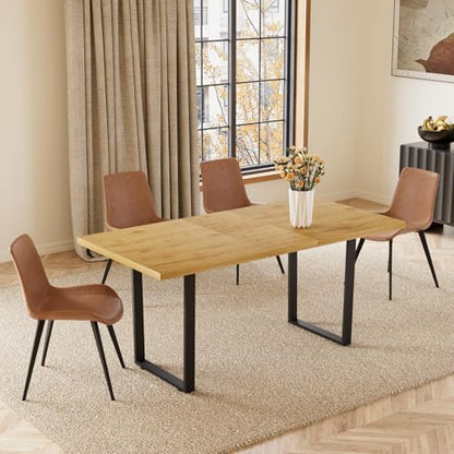 Mid-Century Extendable Dining Table Set, 51"-67", 6 Upholstered Chairs - color: Table With 4 Brown Chairs, size: 51"-67"