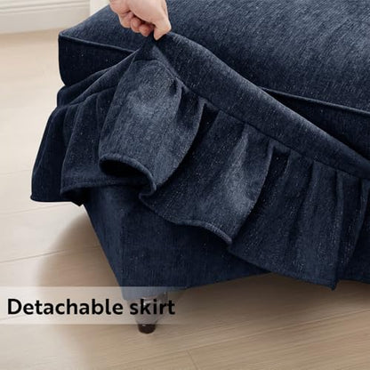 Modular Sectional Sofa Couch, Comfy Chenille Sofa with Removable Ruffled Skirt, Flared Armrests, Sturdy Legs, Convertible Sectional for Living Room, Bedroom, Apartment (Blue) - color: Blue, size: 107.1 Inch L