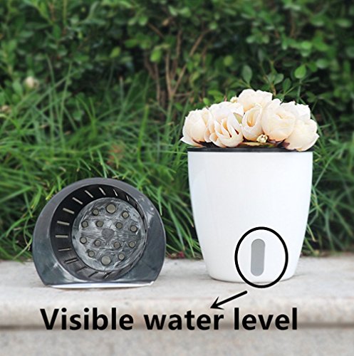 5 Pack Visible Water Level Self Watering Planter with Inner Pot,Hanging Planters,Wall Mounted Plants Holder,Small Flower pots Indoor Out Flowerpot with 5 Hooks for All House Plants (White) - size: 4.25 Inch