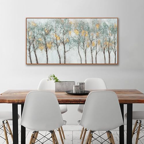 Framed Wall Art Decor Canvas Print Green Embellishments Plant Forest Abstract Tree Painting Picture Artwork Framed Wall Decor For Living Room Bedroom Living Room And Apartment 20x40 Inch - color: green, size: 40"L x 20"W