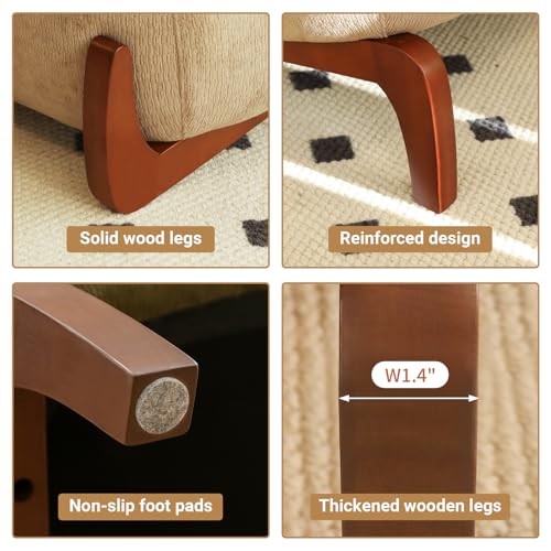 KEIKI Velvet Accent Chair, Armless Cloud Chair with Solid Wood Legs, Cozy Single Sofa Chair for Living Room, Bedroom, Balcony, or Waiting Room, Camel - color: Camel