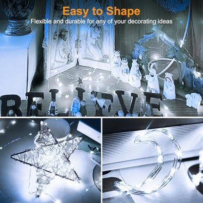 btfarm 6 Pack Fairy Lights Battery Operated Twinkle Lights with 3 Modes | 7Ft 20 Led String Light, Waterproof Bulk Small Mini Silver Wire for Christmas Mason Jars Wedding Table Centerpiece,Cool White - color: Cool White, size: 6 Pack