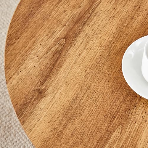 Wood Coffee Table, 23.6" Small Coffee Table, Natural Wood Grain Round Tabletop with Wooden Cone Base, Round Living Room Table with Adjustable Feet, Mid Century Center Table for Apartment,Small Space - color: 23.6" Wood Coffee Table
