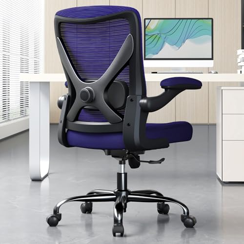 Office Chair: Mesh Ergonomic Desk Chair with 3D Lumbar & Swivel | 330LBS Computer Chair-Executive Task Work Chairs with Flip-up Arms Home Office Desk Chairs Gaming Chair for Long Hour(Purple) - color: Purple, size: Pack of 1