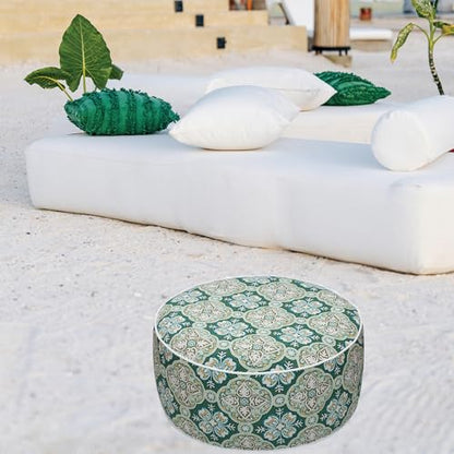 FUNHOME Inflatable Stool Ottoman Footrest with Handle D20 xH9-Green Medal | Indoor Outdoor Footrest Seat, Water-Repellent, Footstool Pouf for Home Patio Garden and Camping Use - color: Green Medal