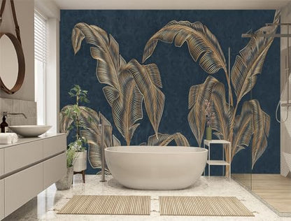 XMPMBM-Modernity Simple Abstraction Banana Leaf Fabric Wallpaper Dark Leaf Living Room Bedroom Bathroom wall Mural-W 88" X H 59"（36 Square Foot） - color: X29, size: 88"x59"