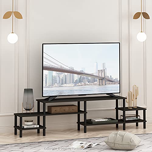 Furinno BESI TV Stand, No Tools Assembly Industrial Style Entertainment Center, TV Console for TV up to 46 Inch, for Living Room, Bedroom, Dark Oak - color: Dark Oak