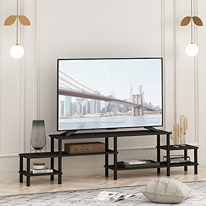 Furinno Turn-N-Tube TV Stand, 3-Tier Open Design Entertainment Center with Shelf, TV Console for TV up to 55 Inch, Toolless Assembly, for Living Room, Bedroom, Espresso - color: Espresso, style: 78 Inch