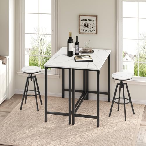 MAHANCRIS Narrow Bar Table, 63-Inch Pub Table for Dining Room, Counter Bar Tables with Sturdy Metal Frame, Connectable Bar Table, Multifunctional Console Table, Marble and Black BTHM1601 - color: Marble and Black